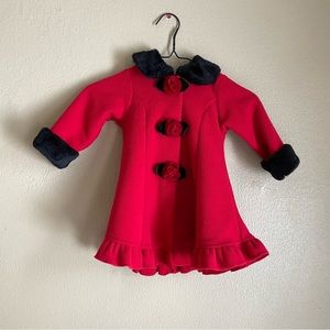 EUC red and black winter coat, size 18M